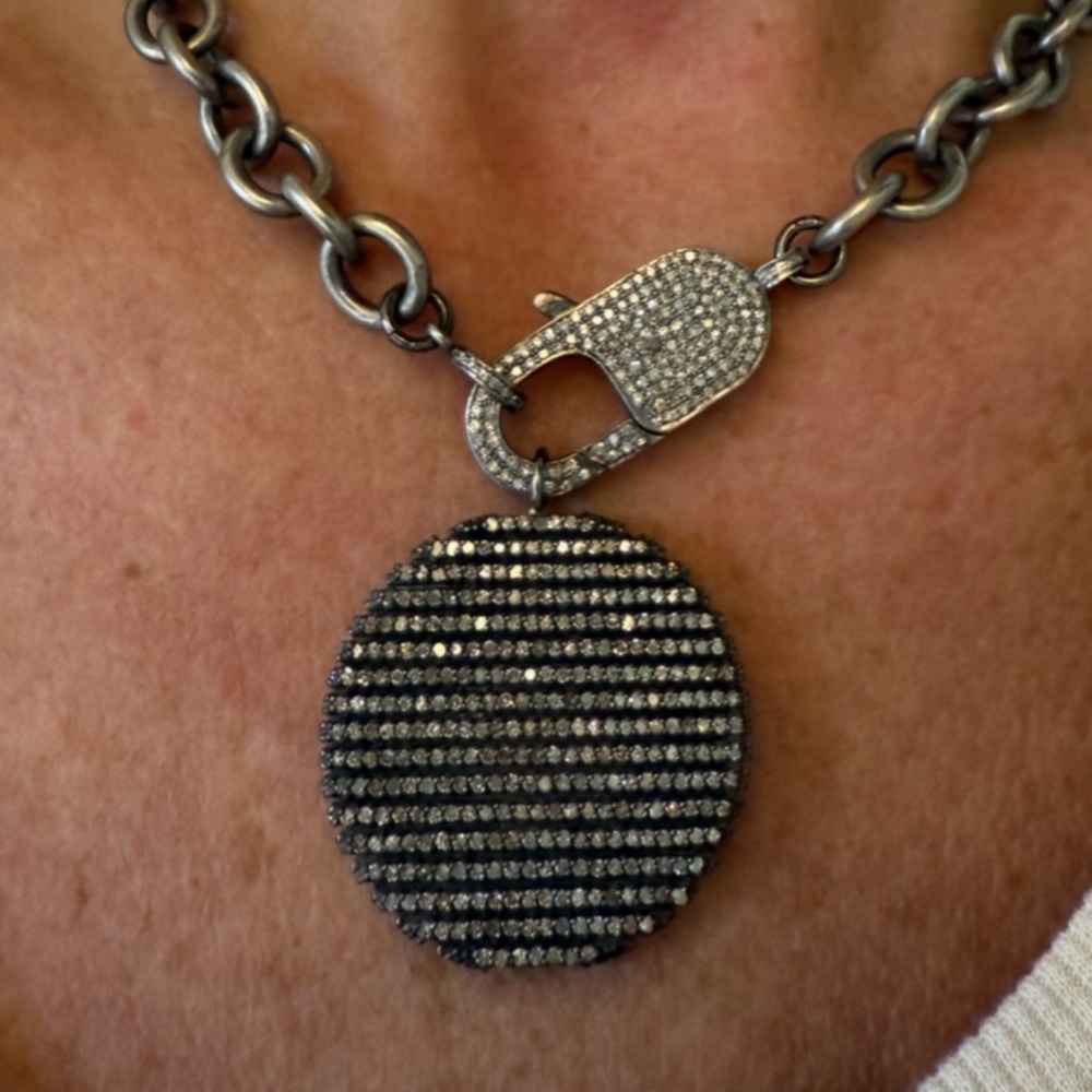 Elegant Silver & Diamond Pendant (chain sold separately)